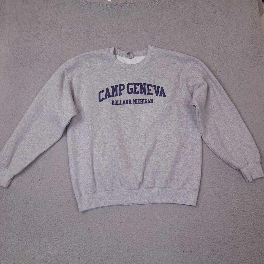 Camp Geneva Holland Michigan Sweatshirt Adult Large Gray Pullover Crewneck